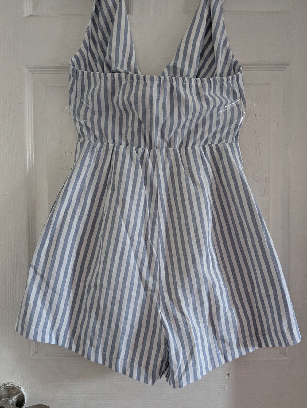 Commense Halter Tie Front Striped Romper - Picture 13 of 13